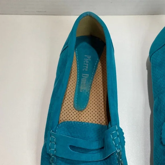Pierre Dumas Turquoise Blue Suede Penny Loafers Women’s 8 - Picture 8 of 14